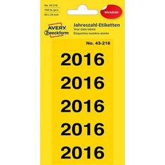 Etikety s číslem roku 2016 AVERY, 60x26 mm, 100 ks, žluté - 43-216