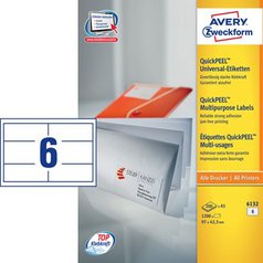 Univerzální etikety AVERY QuickPEEL, 97x42,3 mm, 200 listů, A5, bílé - 6132