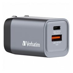 GaN cestovní nabíječka do sítě Verbatim, USB 3.0, USB C, šedá, 35 W, vyměnitelné