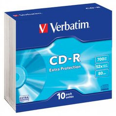 Verbatim CD-R, 43415, DataLife, 10-pack, 700MB, Extra Protection, 52x, 80min., 1