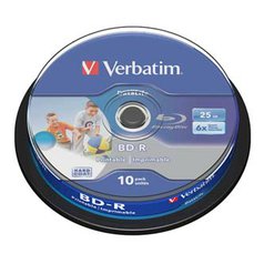 Verbatim BD-R SL, Hard Coat protective layer, 25GB, Pack Spindle, 43804, 6x, 10-