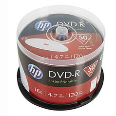 HP DVD-R, DME00025WIP-3, 50-pack, 4.7GB, 16x, 12cm, cake box, Printable, pro arc