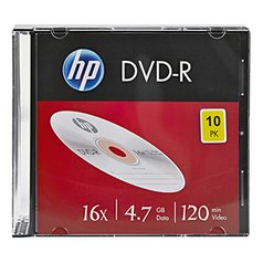 HP DVD-R, DME00085-3, 10-pack, 4.7GB, 16x, 12cm, slim case, bez možnosti potisku