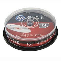 HP DVD+R, DRE00027-3, 10-pack, 4.7GB, 16x, 12cm, cake box, bez možnosti potisku,
