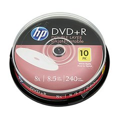 HP DVD+R, DRE00060WIP-3, 10-pack, 8.5GB, 8x, 12cm, cake box, Dual Layer, Printab