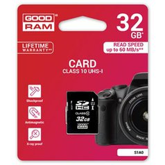 Goodram Secure Digital Card, 32GB, SDHC, S1A0-0320R11, UHS-I U1 (Class 10)