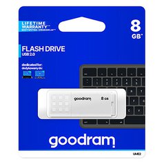 Goodram USB flash disk, USB 2.0, 8GB, UME2, bílý, UME2-0080W0R11, USB A, s krytk