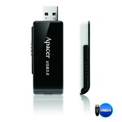 Apacer USB flash disk, 3.0, 16GB, AH350, černý, AP16GAH350B-1, s výsuvným konekt