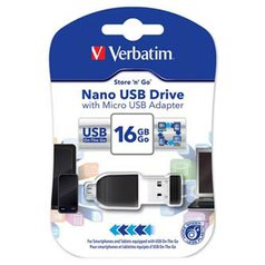 Verbatim USB flash disk, 2.0, 16GB, Nano Store ,N, Stay, s adaptérem Micro USB,