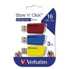 Verbatim USB flash disk, USB 3.0 (3.2 Gen 1), 16GB, Store N Click, mix barev, 49