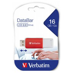 Verbatim USB flash disk, USB 2.0, 16GB, DataBar, červený, 49453, pro archivaci d