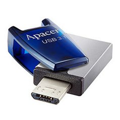 Apacer USB flash disk OTG, 3.1/2.0 Micro, 32GB, AH179, stříbrný, modrý, AP32GAH1