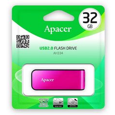 Apacer USB flash disk, 2.0, 32GB, AH334, růžový, AP32GAH334P-1, s výsuvným konek