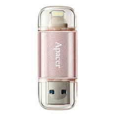 Apacer USB flash disk OTG, 3.1/Lightning, 64GB, AH190, růžový, AP64GAH190H-1, s