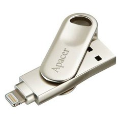 Apacer USB flash disk OTG, 3.1/Lightning, 64GB, AH790, stříbrný, AP64GAH790S-1,