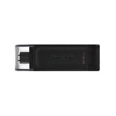 Kingston USB flash disk, USB 3.0 (3.2 Gen 1), 64GB, DataTraveler 70, černý, DT70