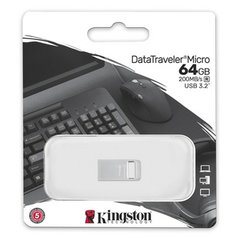 Kingston USB flash disk, USB 3.0, 64GB, DataTraveler Micro G2, stříbrný, DTMC3G2