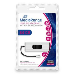 MediaRange USB flash disk, USB 3.0, 64GB, stříbrný, MR917, USB A, s poutkem, vys