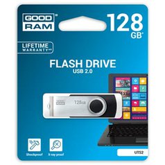 Goodram USB flash disk, 2.0, 128GB, UTS2, černý, UTS2-1280K0R11, podpora OS Win