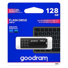 Goodram USB flash disk, USB 3.0 (3.2 Gen 1), 128GB, UME3, černý, UME3-1280K0R11,