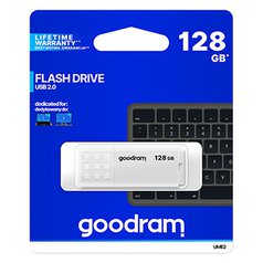 Goodram USB flash disk, USB 2.0, 128GB, UME2, bílý, UME2-1280W0R11, USB A, s kry