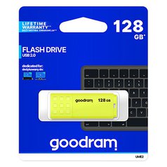 Goodram USB flash disk, USB 2.0, 128GB, UME2, žlutý, UME2-1280Y0R11, USB A, s kr