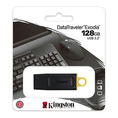 Kingston USB flash disk, USB 3.0 (3.2 Gen 1), 128GB, DataTraveler Exodia, černý,