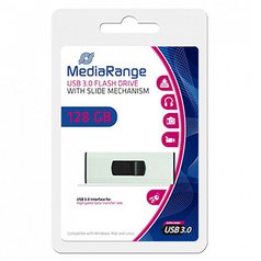 MediaRange USB flash disk, USB 3.0, 128GB, stříbrný, MR918, USB A, s poutkem, vy