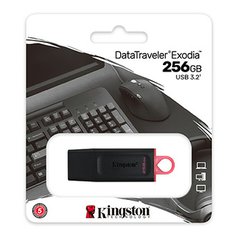 Kingston USB flash disk, USB 3.0 (3.2 Gen 1), 256GB, DataTraveler Exodia, černý,