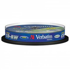 Verbatim CD-RW, 43480, DataLife PLUS, 10-pack, 700MB, Advanced Serl, 8-12x, 80mi