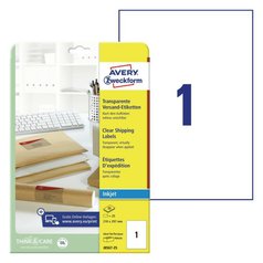 Adresní etikety AVERY QuickPEEL, inkoust, 210x297 mm, 25 listů, A4, transparent - J8567-25