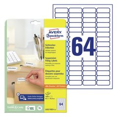 Snímatelné etikety na závěsné složky AVERY, 45,7x16,9 mm, 25 listů, A4, bílé - L6021REV-25