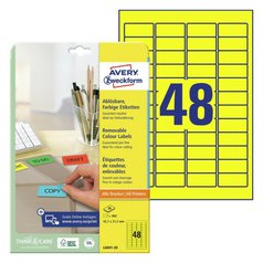 Mini etikety AVERY snímatelné, 45,7x21,2 mm, 20 listů, žluté - L6041-20