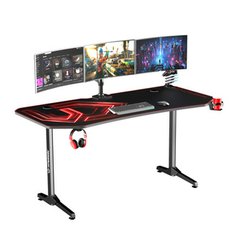 ULTRADESK Herní stůl FRAG XXL RED, 160 x 75 cm, 75 cm, držák nápojů a sluchátek,