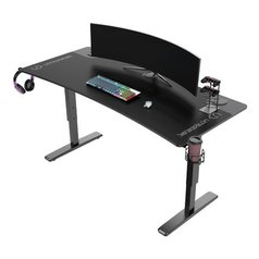 ULTRADESK Herní stůl Ultradesk CRUISER BLACK, 160x70 cm, 66-82 cm, držák sluchát