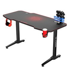 ULTRADESK Herní stůl FRAG - RED, 140x66 cm, 76 cm, s XXL podložkou pod myš, s ul