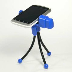 Držák mobilu na stůl, modrý, termoplast, Logo, pro jakýkoliv mobilní telefon, mo