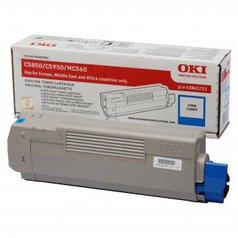 OKI originální toner 43865723, cyan, 6000str., OKI C5850, 5950, MC560, MC560n, M