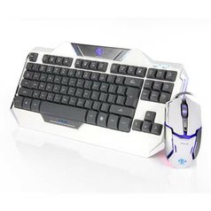 E-BLUE Sada klávesnice Auroza, herní, bílá, drátová (USB), US, s optickou herní